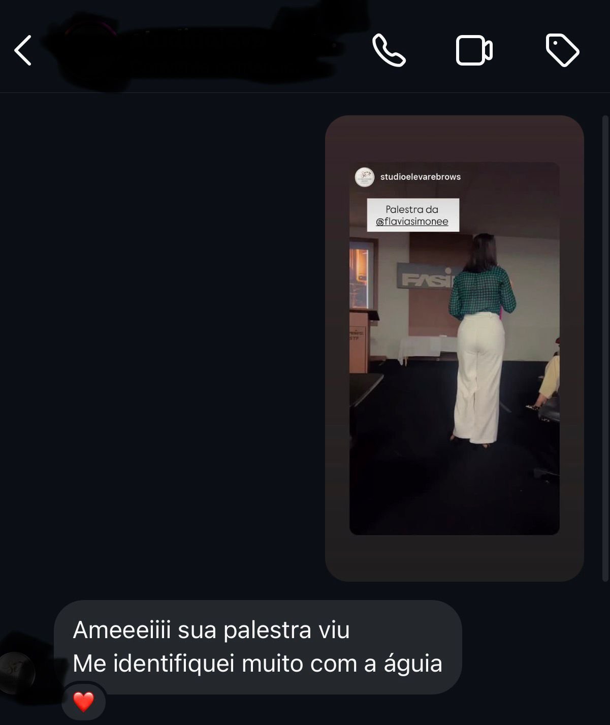Feedback recebido de participante de palestra ou treinamento