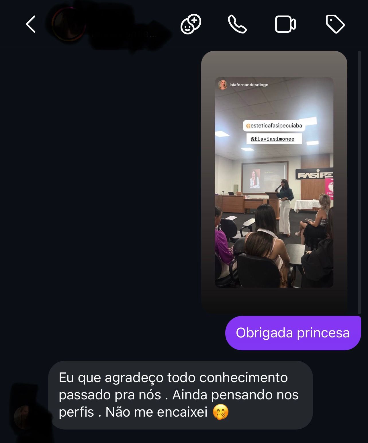 Feedback recebido de participante de palestra ou treinamento
