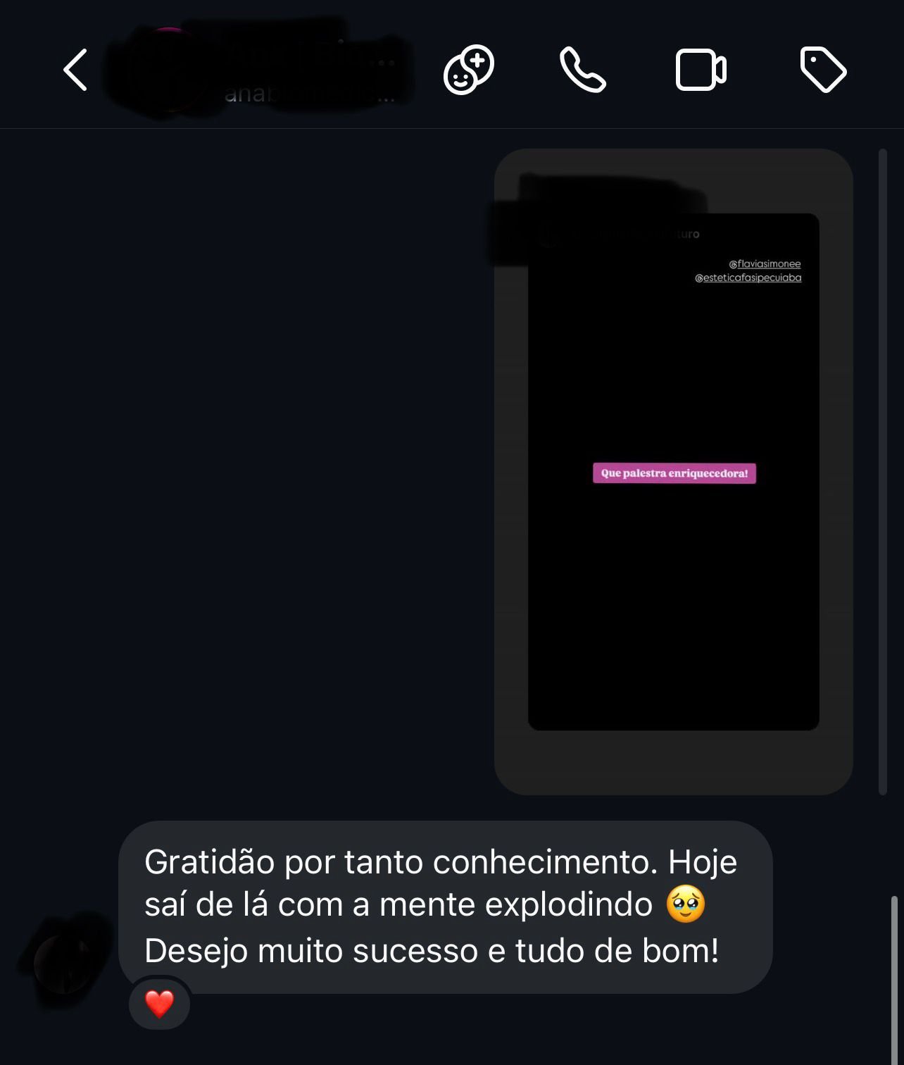 Feedback recebido de participante de palestra ou treinamento